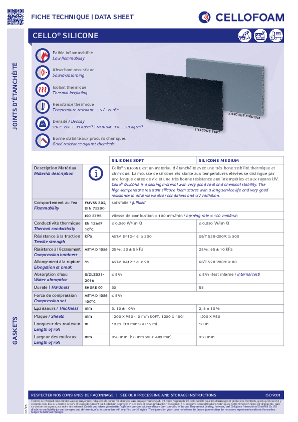 Fiche technique Cello® SILICONE